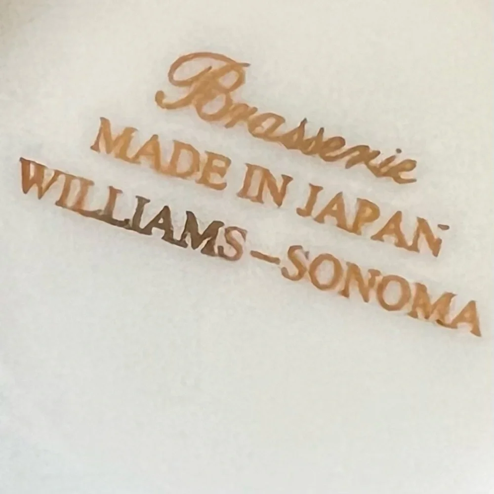 WILLIAMS SONOMA Brasserie JAPAN Gold Band PORCELAIN Tea Coffee Cups SET of 2